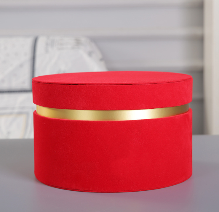Flower Package Suede Velvet Cardboard Rose Box Packaging for Gift Hat Paper Box Custom