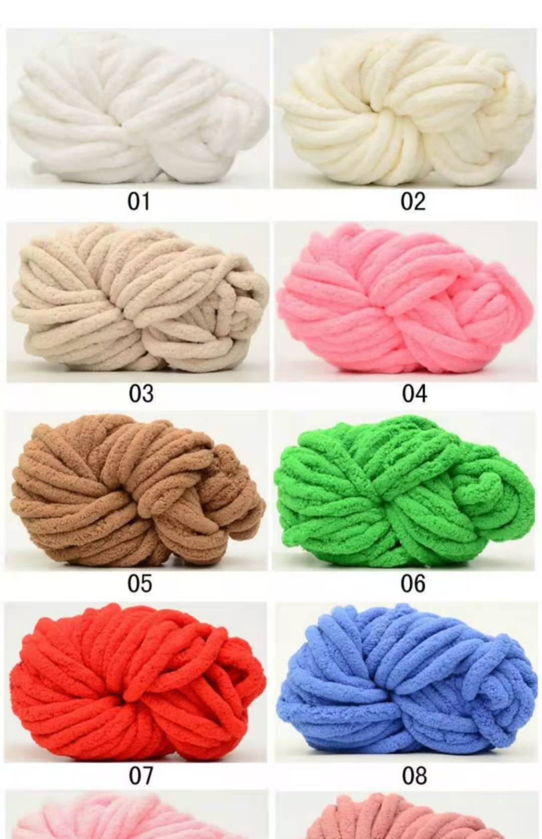 DIY Chunky Chenille Yarn 100% Polyester Fluffy Crochet Yarn For Rug Pillow Mattress