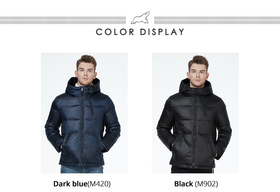 windproof and oil-proof high-tech fabric, no need to wash, eco-feather, dark- colour men's coat,