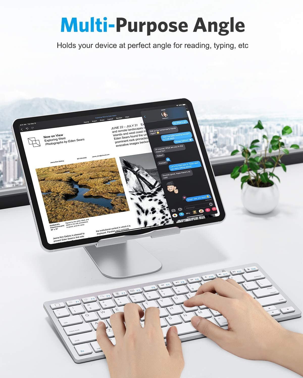 Foldable Countertop Aluminum Tablet Stand Matt Anodized