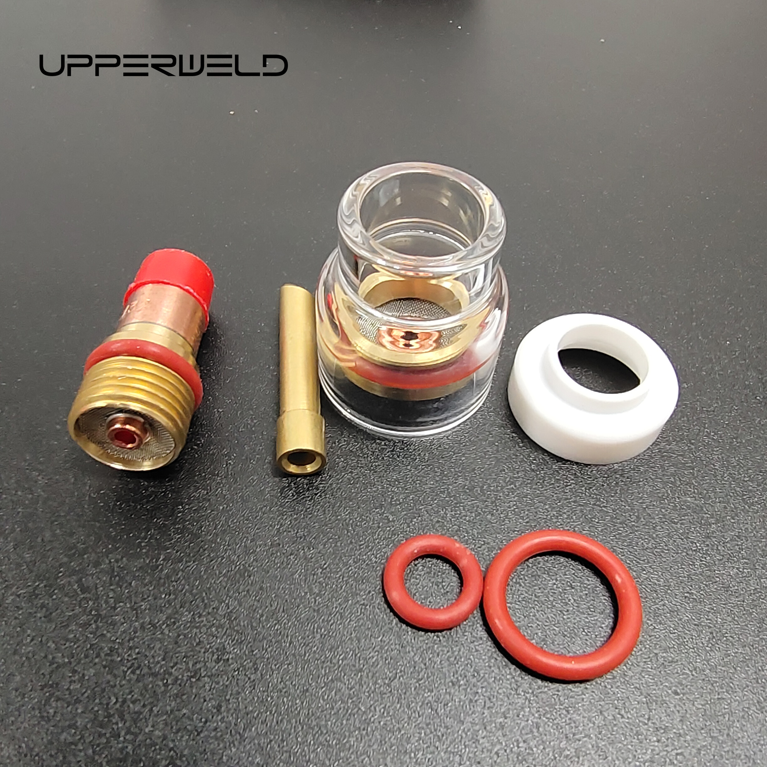 Better Gas Coverage Upper WP-17/18/26 Champagne Nozzle Kit with Adapter 2.4mm TIG Welding Consumables