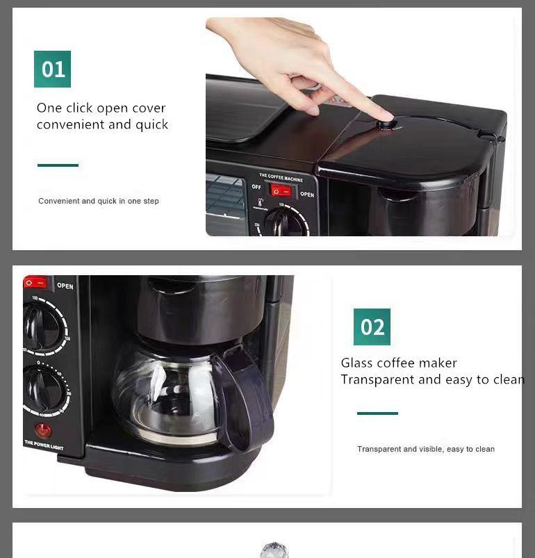 110-220V Electric Oven Coffee Machine Frying Pan - Breakfast Maker
