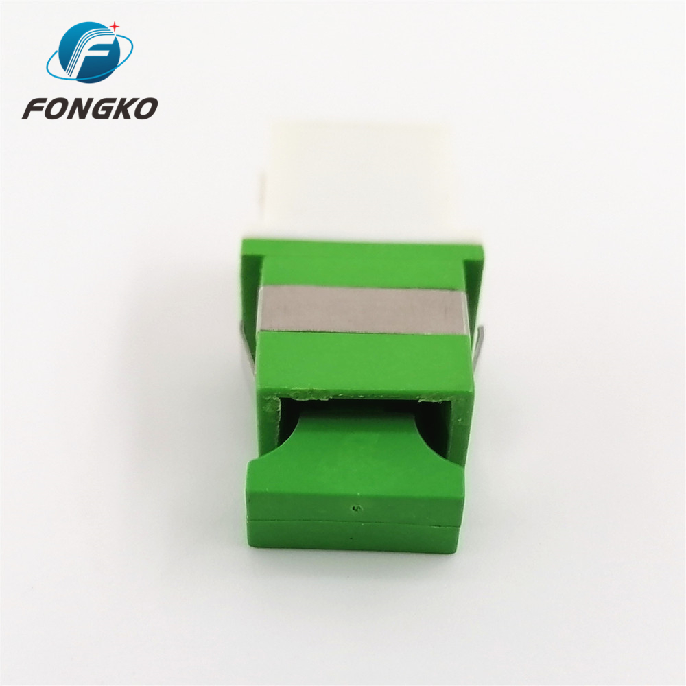 SM SC/APC White Auto Shutterwith metal shrapnel Green Fiber Optic Adapter