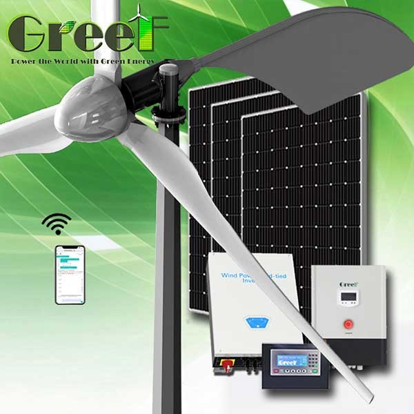 1KW 2KW 3 Phase Solar Wind Hybrid System Horizontal Wind Turbine Rooftop