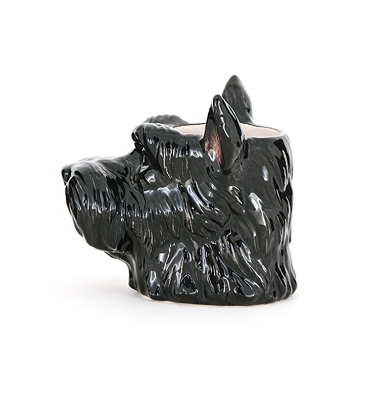 3d Animal Mug Cute Earthenware 3d Black Dog Shaped Design With 3D Handpaint
