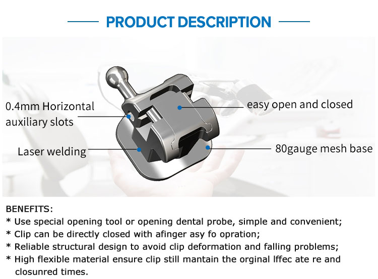 ISO Certified Metal Orthodontic Brackets .018 .022 Roth Self Ligating Metal Traditional Braces