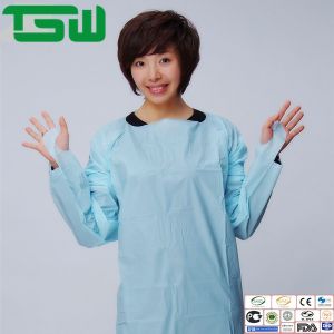 Lightweight Disposable CPE Isolation Gown With Thumb Up