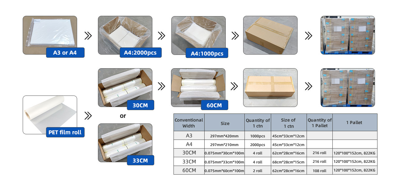 Heat Transfer DTF PET Film with Double Sided Matte Warm and Cold Peel DTF PET Film