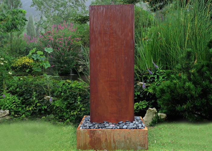 Anti Corrosion Corten Steel Water Wall , Corten Steel Garden Features