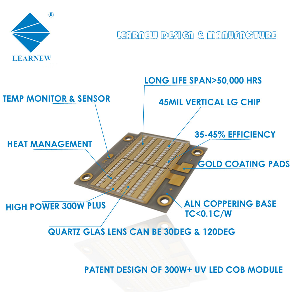 High intensity 300W 395nm UV LED Chip Low Thermal Resistance