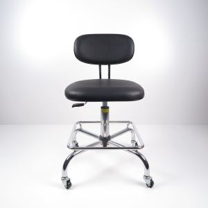 Black PU Leather Ergonomic ESD Chairs Work Office Conductive Chair With Foot Rest
