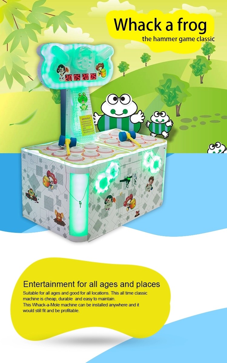 Crazy Frog Hitting Hammer Coin Gambling Machine , Children Tabletop Game Machine