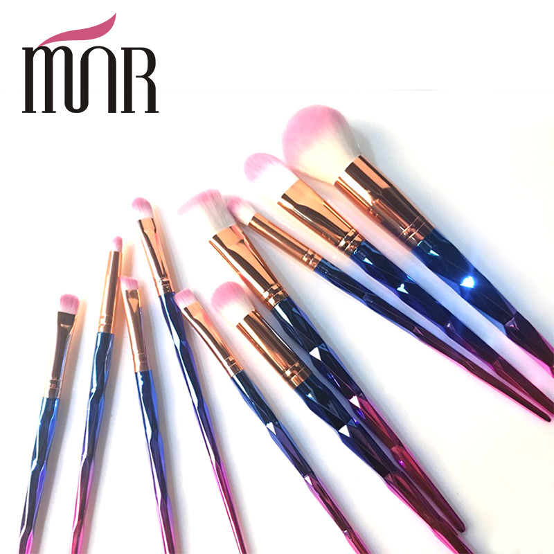 Copper Ferrule Plating Rainbow Professional Makeup Brush Set Environment Friendly