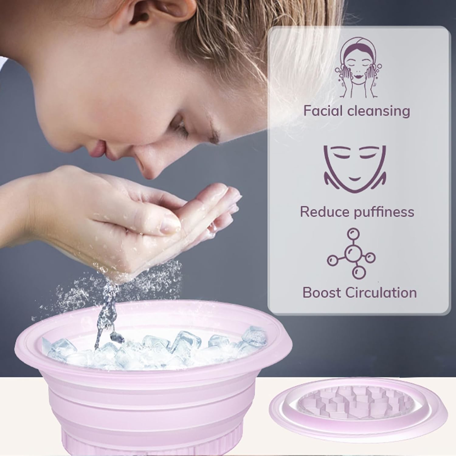 Space-Saving Silicone Foldable Ice Bowl - Multi-Purpose Cold/Hot Therapy for Face & Beauty Treatments Perfect for Ice Facial Massage & Makeup Removal
