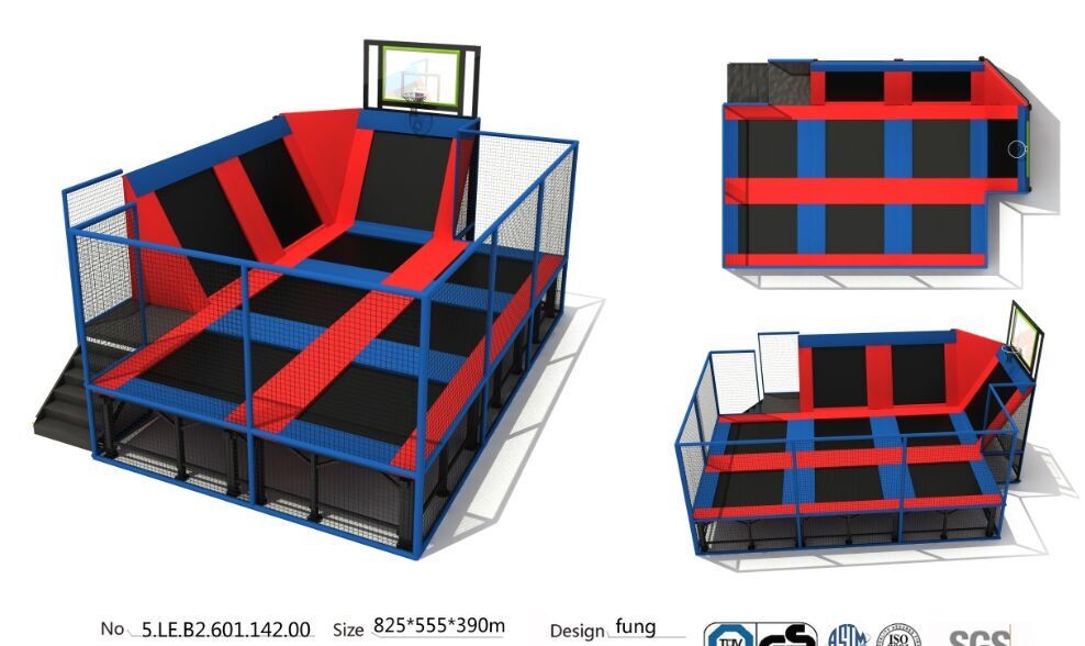 45M2 China Amusement Trampoline Park/Indoor Jumping Bed with Funny Basketball Game