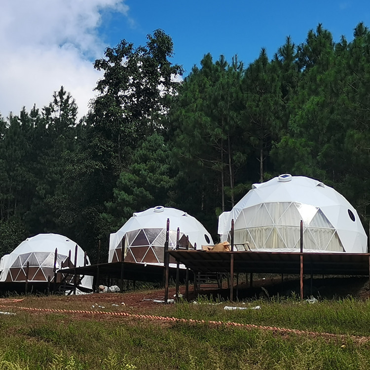 Fireproof Outdoor Camping Geodesic Dome Tent 5m Diameter For Accommodation