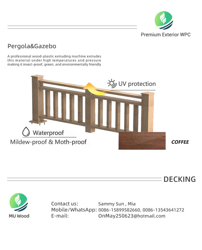 Fire Retardant WPC Hand Railing Design Eco Friendly Modern And Stylish