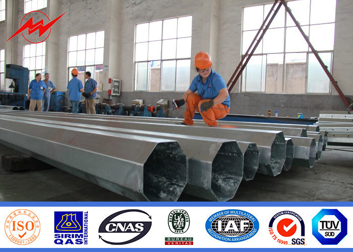 25ft -100ft Low Valtage Philippines Steel Transmission Pole With Angle Arms
