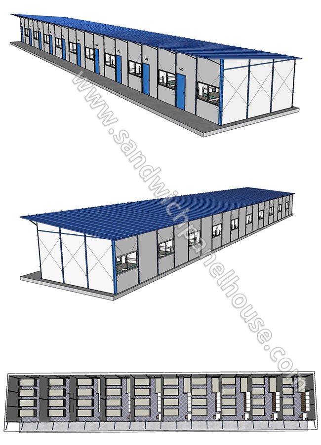 Fast Installation Sandwich Panel Prefab House For Labor Quarters