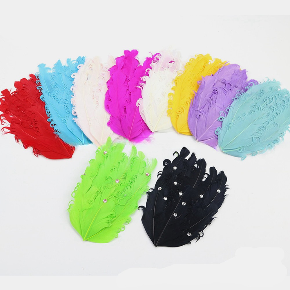 Party Decoration Curly Goose Feather Pad In Pattern Dyed For Event Supplies 10x15cm