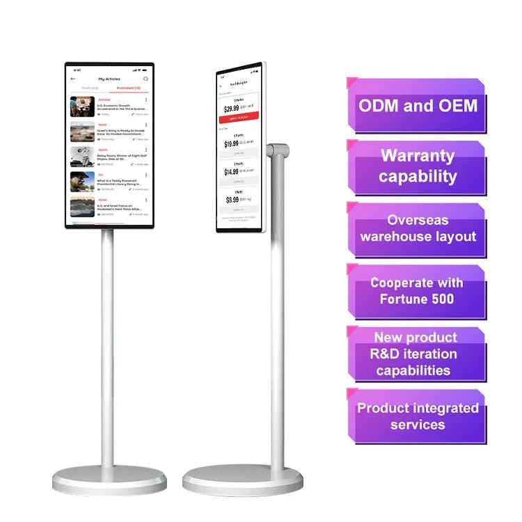 21.5 Inch Mobile Tv Android 11 White Movable Smart Tv Screens 32 Inch Stand By Me Portable Touch Screen Tv