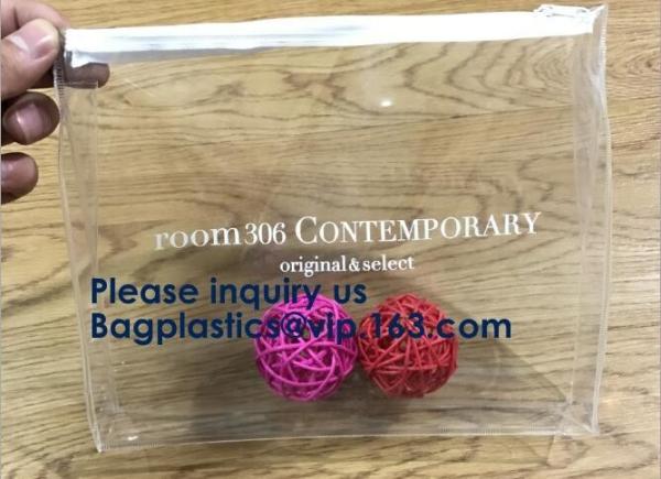 Custom Printed Black Frosted PVC/EVA Clothing Packaging Bag Slider Zipper Top