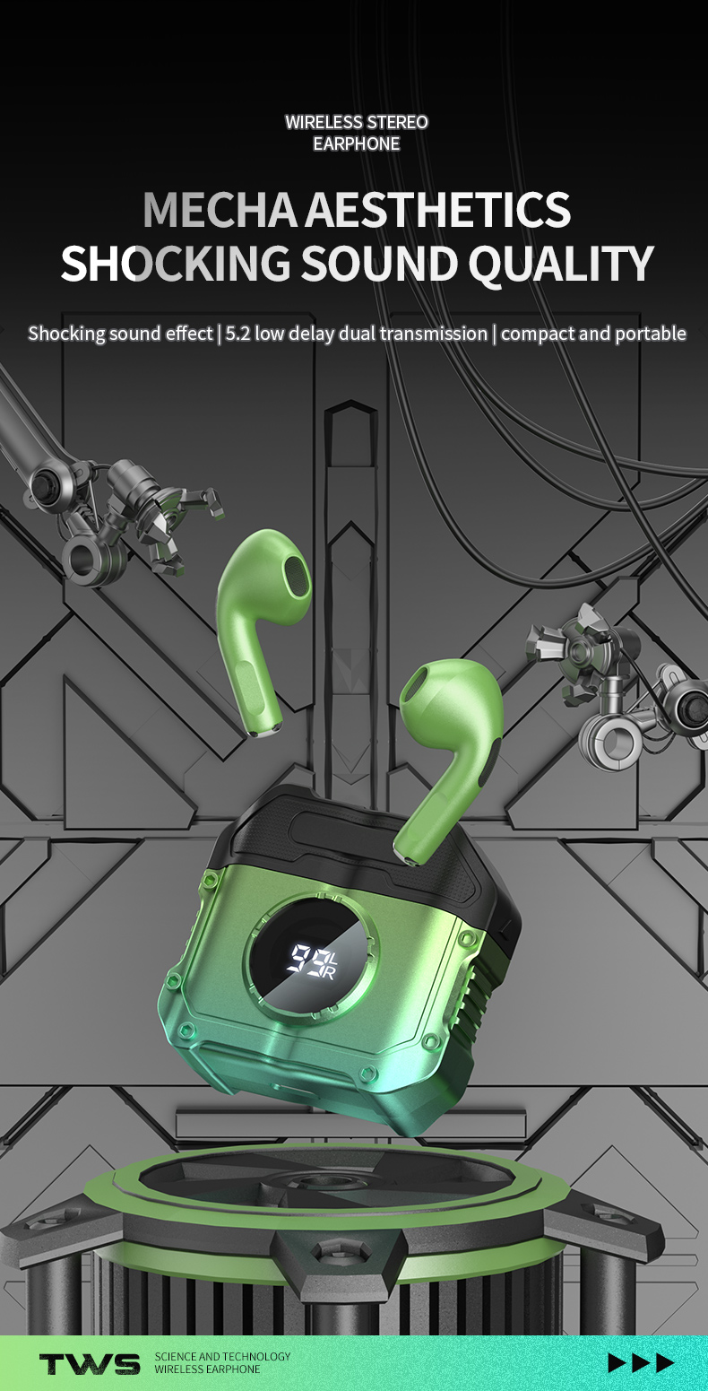 Wireless Earbuds Hoya HIFI Stereo Blue tooth In Ear Earphones with ENC and Led Display