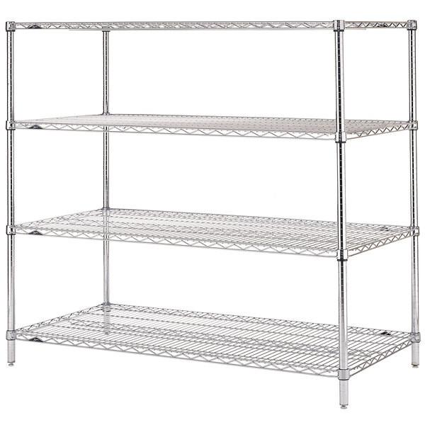 Stable Leveling Feet Commercial Wire Shelving / Matal Silver Rack In Shopping