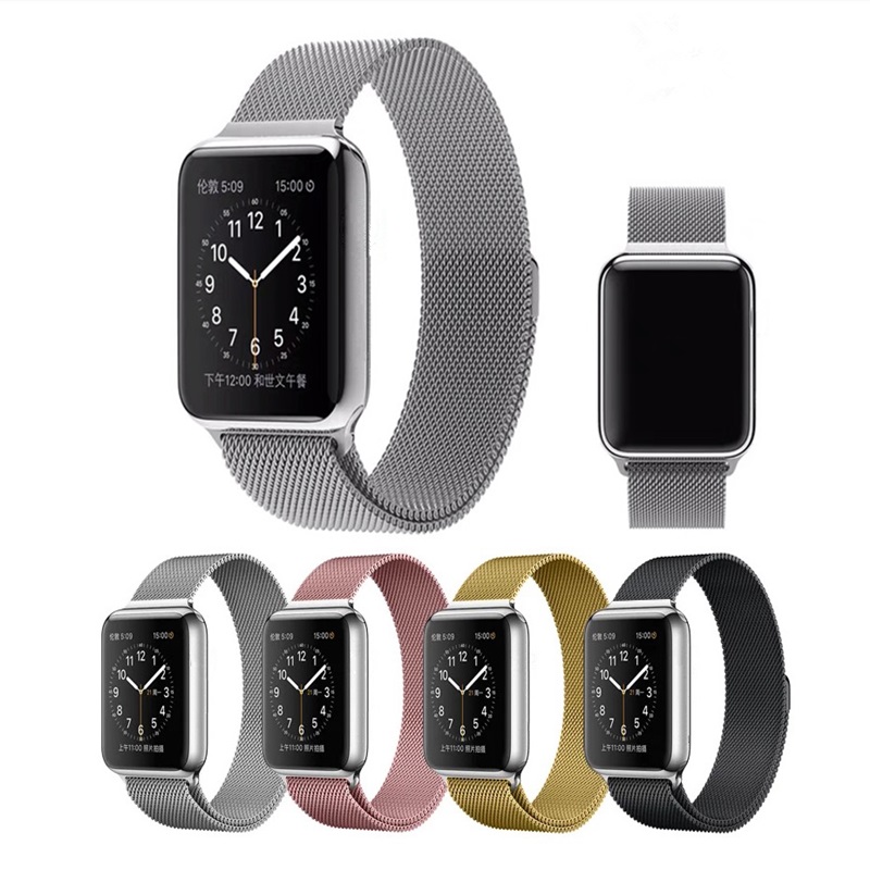 Strap Smartwatch Width 44mm Replacement Bands Magnetic Mesh Watch