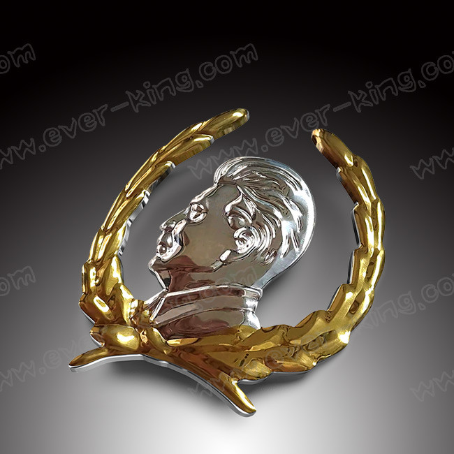 Custom Stalin Head Logo 3D Metal Aluminum Sticker Label Professional