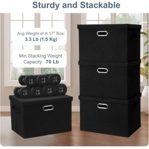 China DURABLE DOUBLE-SIDED HANDLES Linen Foldable Storage Bins With Lids, 2 Pack, Storage Boxes With Carrying Handles And Sturdy Heavy Cardboard on sale