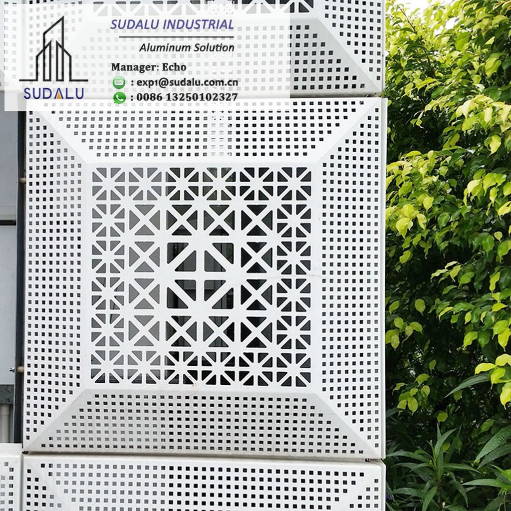SUDALU RAL PDVF Colour Aluminum 3D Perforated Exterior Panel Metal cnc Curvel Panel for Facade Cladding Wall