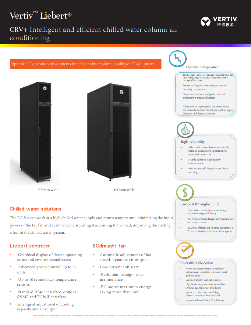 Vertiv Liebert CRV CW 30.1KW Precision Air Conditioner for Lab Data Center Server Room