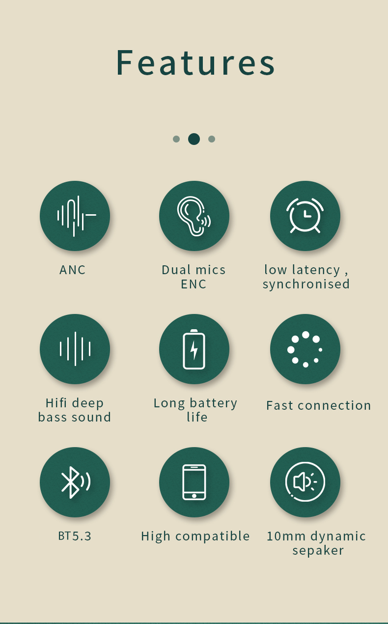 Digital Display TWS Headset with JLAC7003 Chipset and Active Noise Cancellation ANC