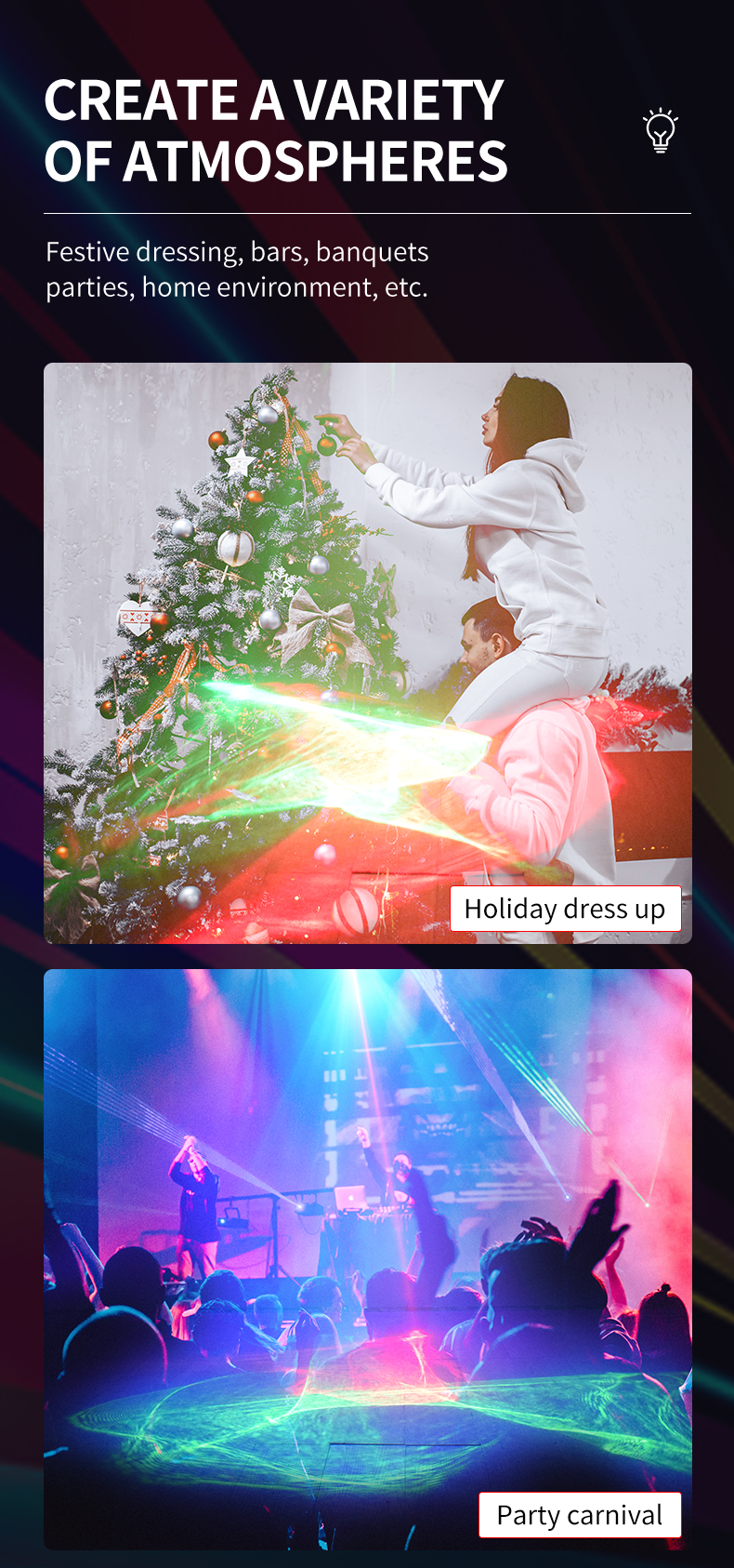 New Upgrade Nebula Effect Strobe Laser Light Portable Disco DJ Party Northern Lights for Indoor Outdoor Birthday Show Ho