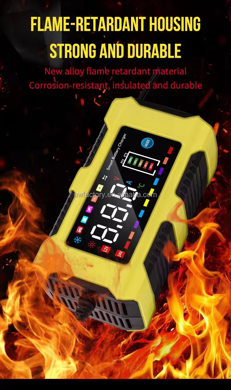 Full Automatic Car Battery Charger 100-240V AC To 12V Connector Current Protection Fast Charging for Auto Motorcycle