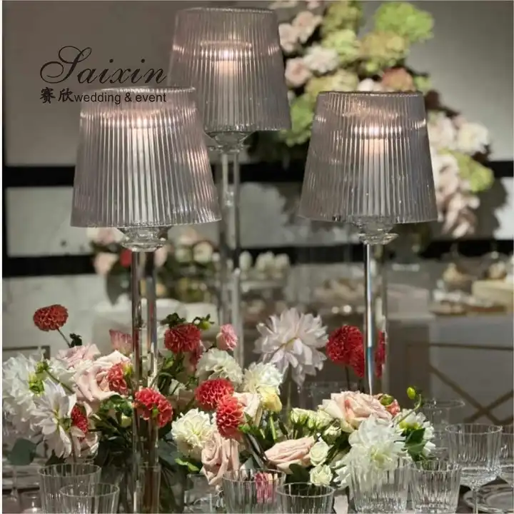 Unique Candle Stand Wedding Table Decoration Clear Crystal Candle Holder