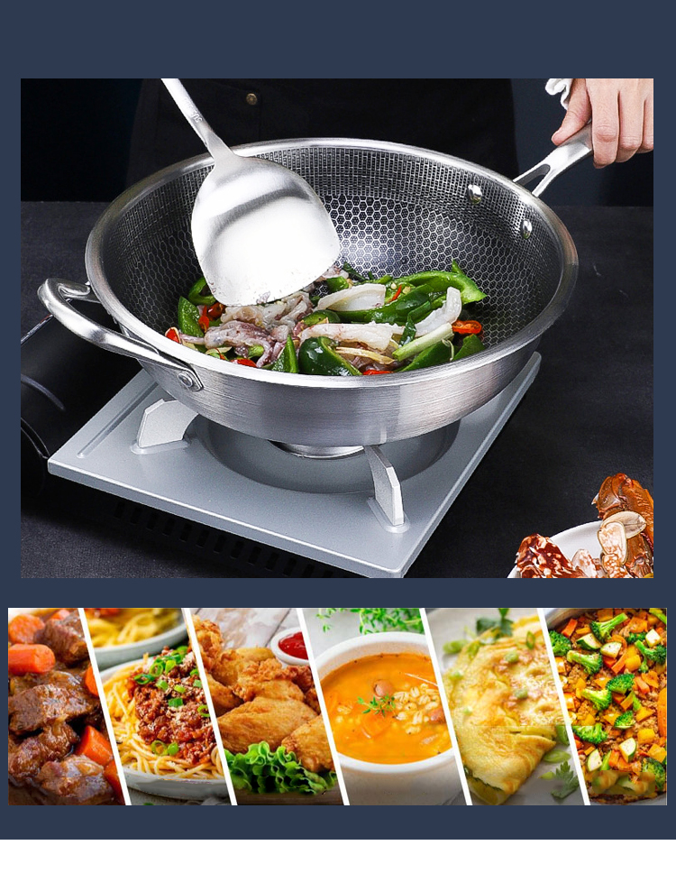 Induction Stovetop Frying Pan Honeycomb Coating Non Stick Stainless Steel