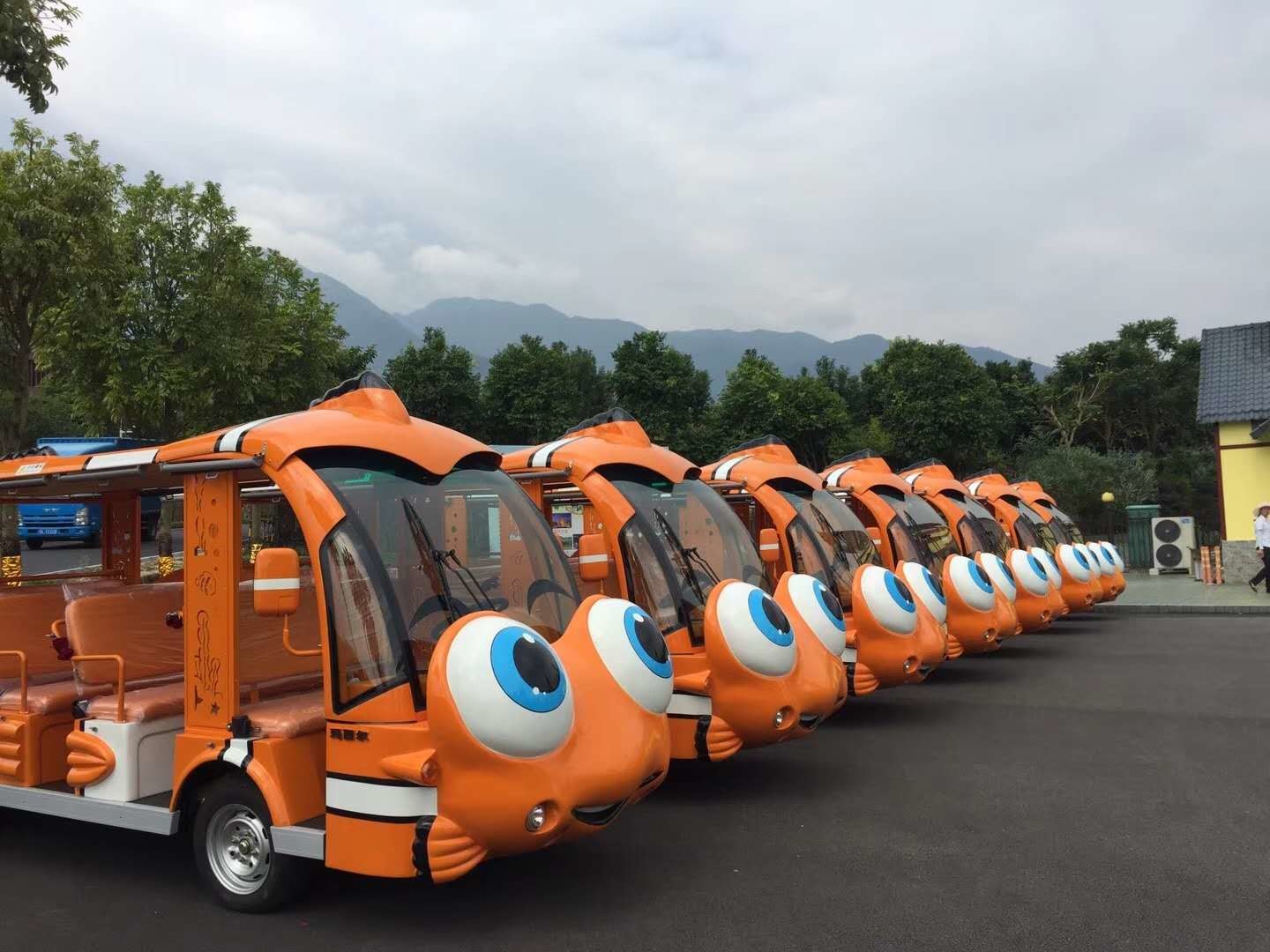 Thomas Train Head Cartoon Electric Sightseeing Car Size 5430*1600*2050mm 14 seats