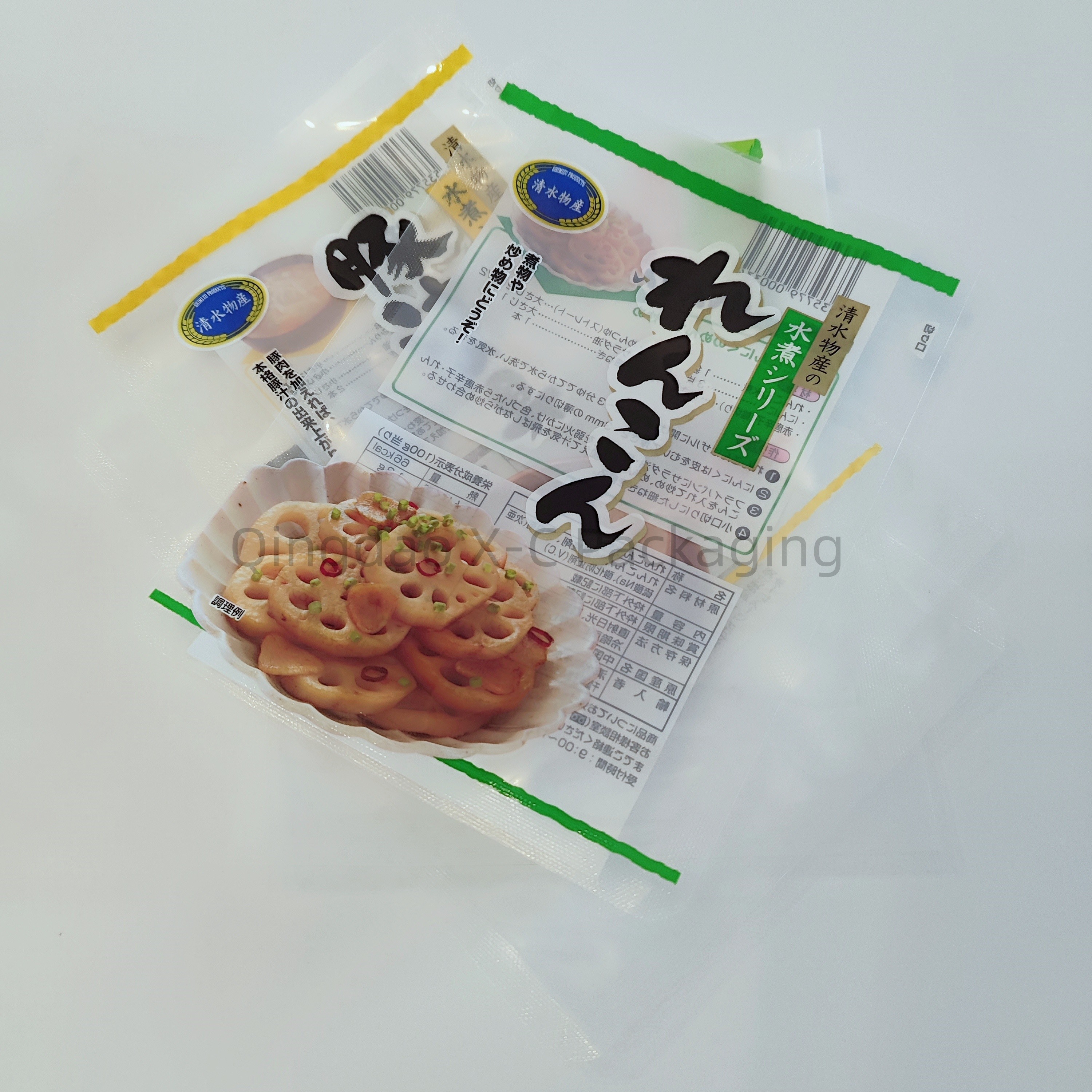Flexible 3 Side Seal Flat Pouch Custom Printed Frozen Food Nylon Plastic Packaging