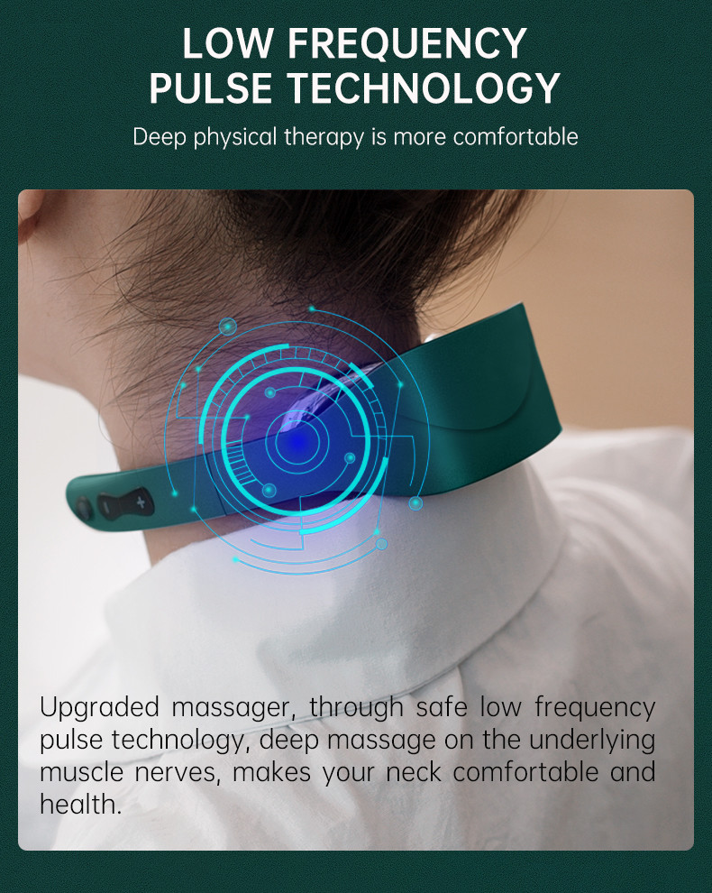 Mini Wireless Neck Massager TENS Pulse 500mAh Hot Compress Blood Circulation