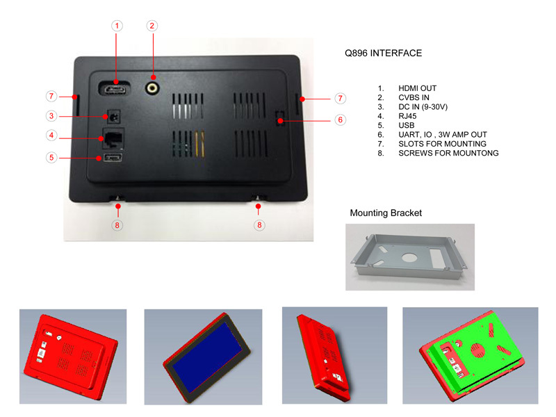 7 Inch Android Tablet With Flush Mount, POE, LAN RJ45 For Smart Home Automation