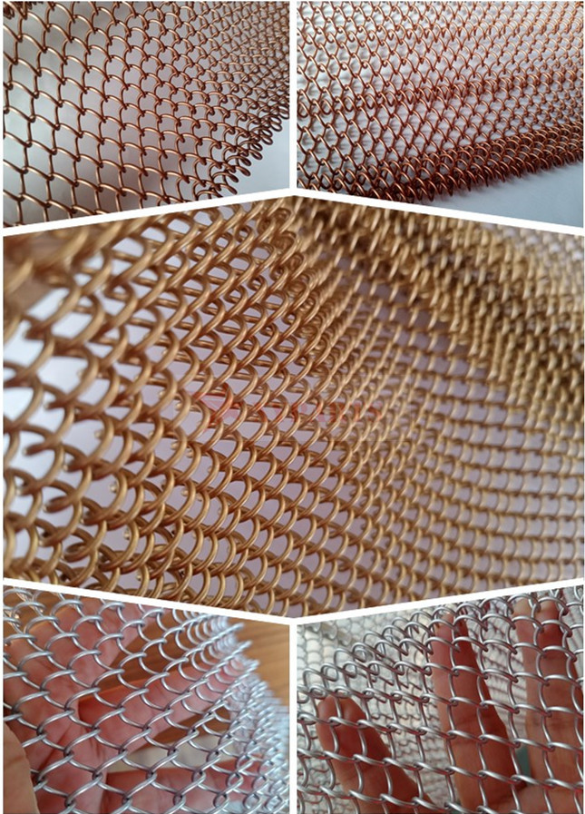 Copper Color Metal Coil Curtains 8x8mm Used As Room Dividers For Internal Decoration