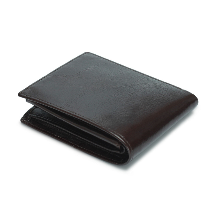 Customized Leather Men's Wallet with Hot Stamping Logo and RFID Blocking Technology