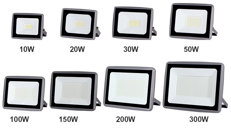 6500K Ra80 Outdoor Waterproof LED Flood Light Aluminum Housing Slim Tempered Glass