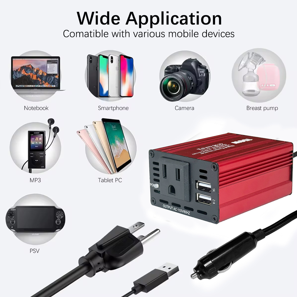 Szssth 150W DC 12v to AC 110v 220v Mini Car Power Inverter USB Converter Adapter Modified Sine Wave Inverter Charger with NFC Network