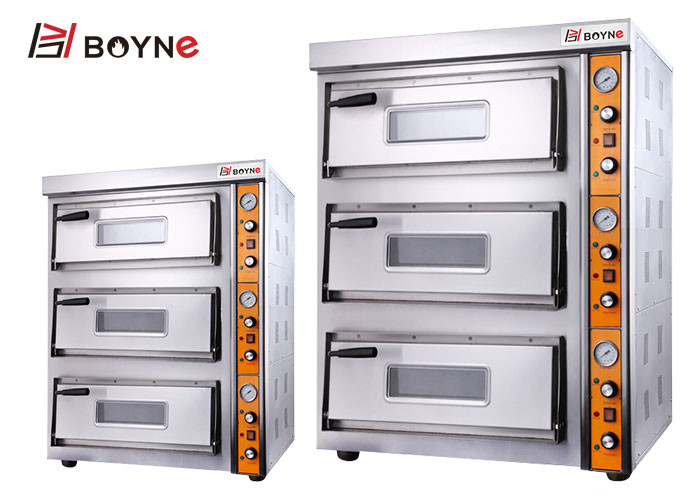 Stainless Steel Commercial Pizza Oven Three Deck Bakery Oven With Stone
