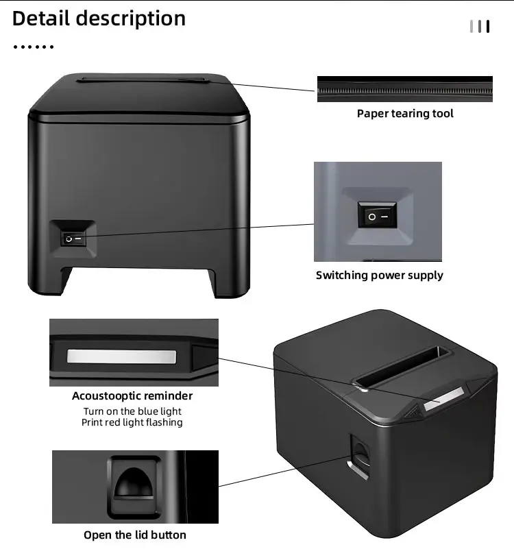 Kitchen Restaurant POS Systems Printer with Android Interface and Hanging Holes Printing