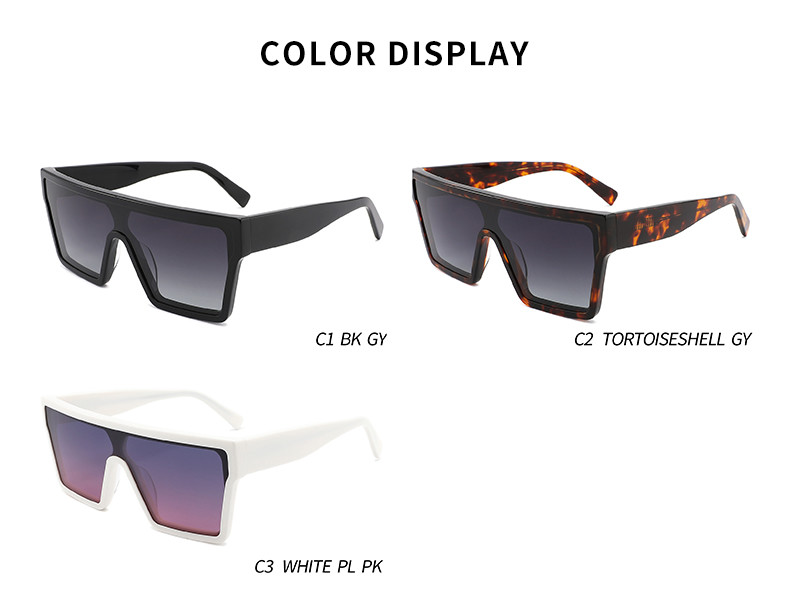 Flat Top Large Frame Sunglasses One Piece Uv400 Oversized Square Sunglasses