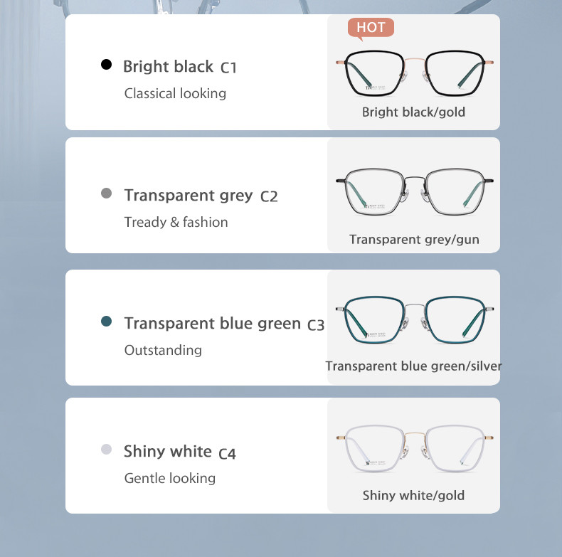 Titanium Frame Square Acetate Glasses , CE Men Fashion Glasses
